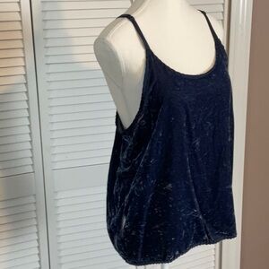 Ban*Jara Deep-Blue Crushed-velvet Top, Women’s Size Large